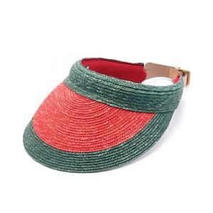 Gucci Sun Visor Hat Straw Red Green